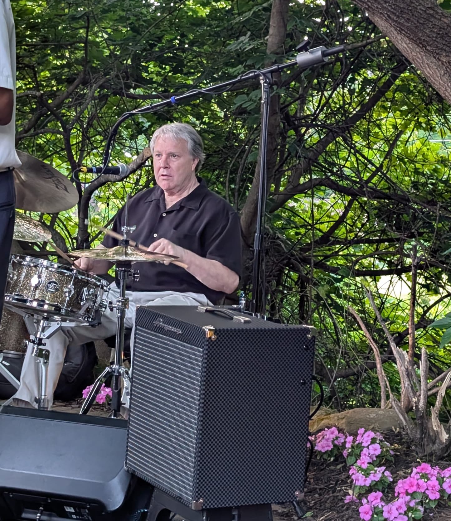 Blue Cadillac Band drummer Chip Judd performing live outdoors